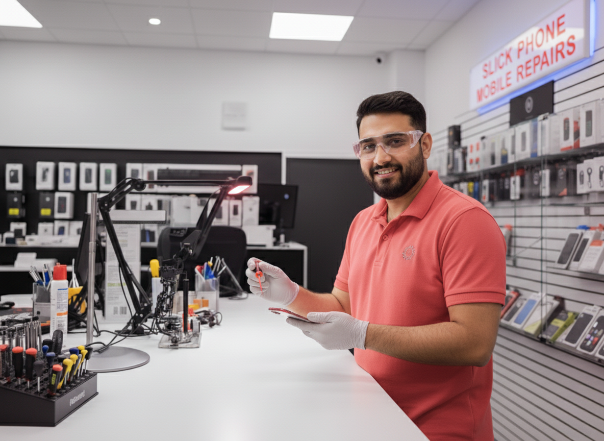 Inside one of the top-rated phone repair companies in Euless showing advanced diagnostic equipment
