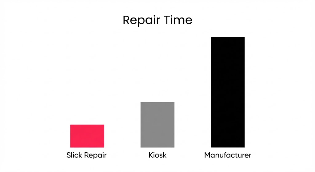 Chart comparing manufacturer repair times versus top-rated phone repair companies