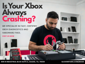 Looking for a professional Xbox repair in Euless, TX? Professional HDMI port replacement, overheating fixes, and SSD upgrades at Slick Repairs. Fast local service.